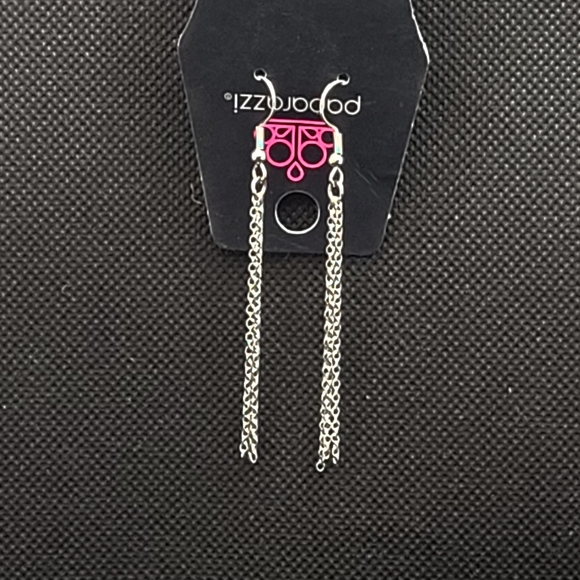 Silver Tone Link Chain Tassle Hook Dangle Earrings Paparazzi - Picture 2 of 7